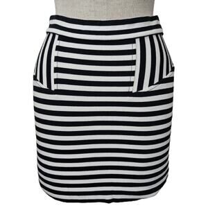 French Connection Black and White Striped Pencil Mini Skirt Size 4